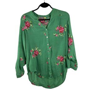 Anthropologie Figueroa & Flower Floral Embroidered Top Women's Size S